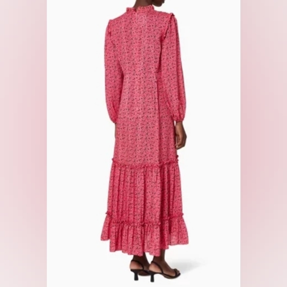 RIXO Monet Pink/Black Floral Silk Cotton Maxi Dress Long Sleeves Summer Size S‎ - Picture 13 of 13